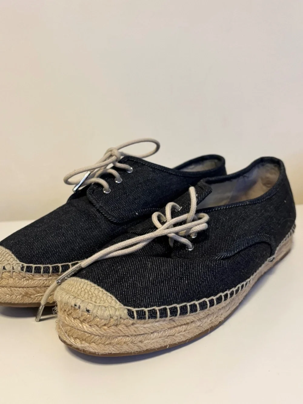 Michael Kors Lace Up Denim Platform Espadrilles Blue Tan Womens Shoe Size 10 M